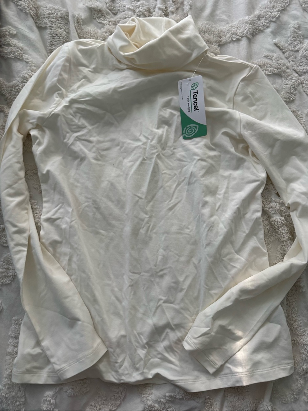 Lands' End Cream Turtleneck Top